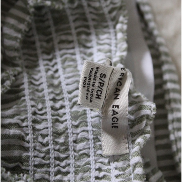 AMERICAN EAGLE OUTFITTERS Women's Ruched Cap 3/4 Sleeve Striped Minidress - Picture 5 of 5